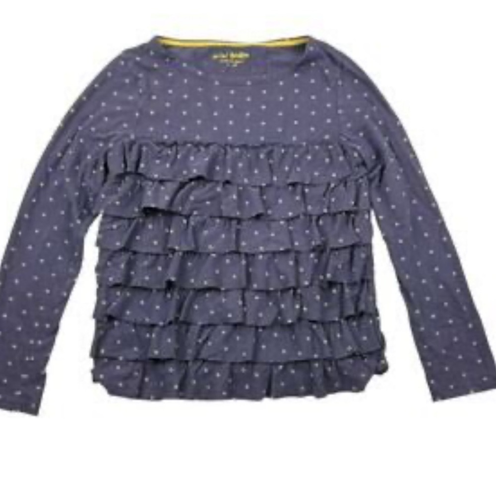 Mini Boden Girls 6/7Purple Long Sleeve Ruffle Tee EUC